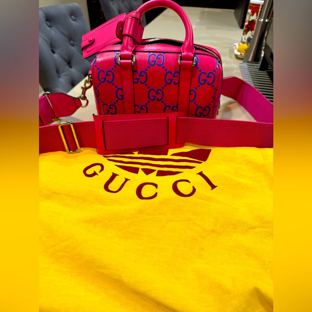 Calfskin GG Tennis Bi-Color Embossed Mini Duffle Bag Modern Fucsia Modern Blue